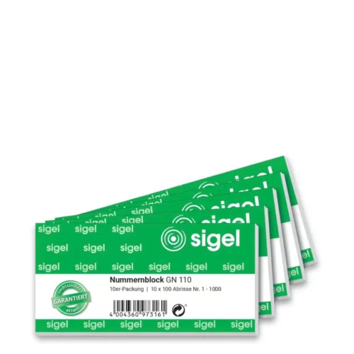 Sigel - Nummernblock - Grün - 10 Stück